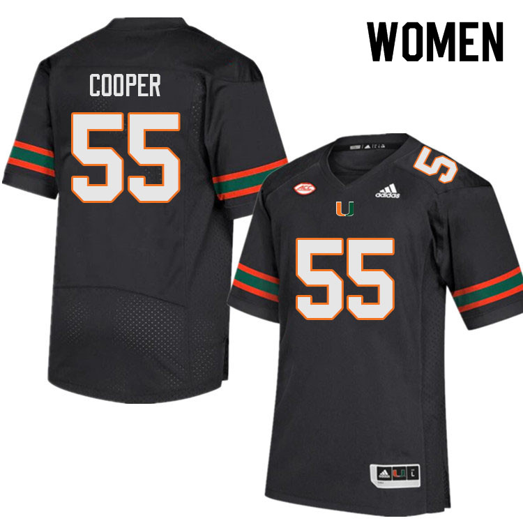 Women #55 Anez Cooper Miami Hurricanes College Football Jerseys Sale-Black